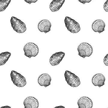 Seamless pattern with seashells イラスト素材
