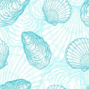 Seamless pattern with seashells Stock Illustration