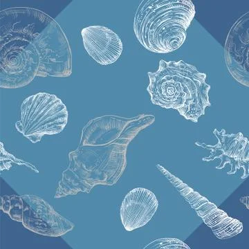 Seamless pattern with seashells 스톡 일러스트