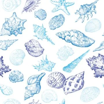 Seamless pattern with seashells Illustrazione stock