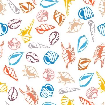 Seamless pattern with seashells. Stock Illustration