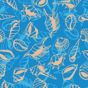 Seamless pattern with seashells. Stockillustratie
