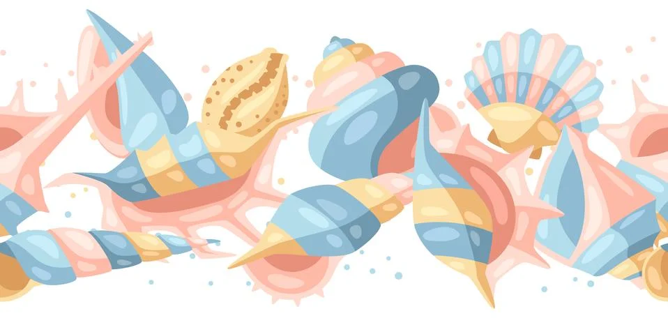 Seamless pattern with seashells. Stock Illustration
