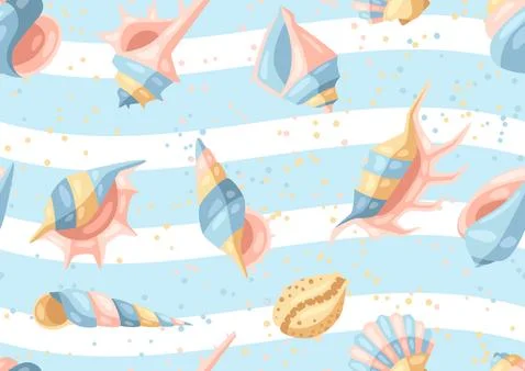 Seamless pattern with seashells. 스톡 일러스트