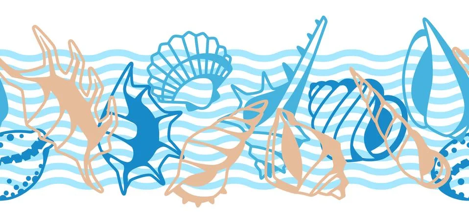 Seamless pattern with seashells. Stock Illustration