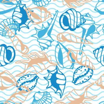 Seamless pattern with seashells. Stockillustratie