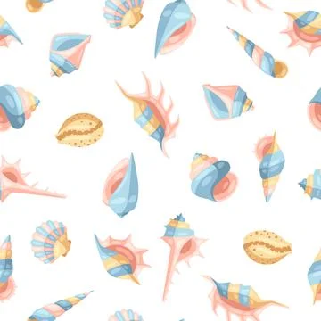 Seamless pattern with seashells. 스톡 일러스트