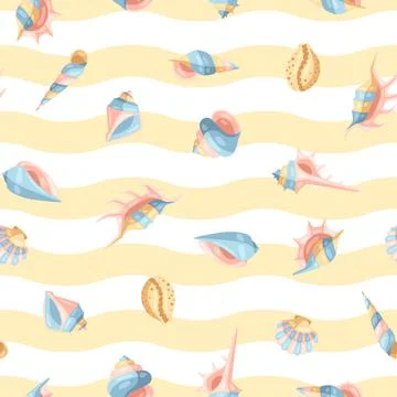 Seamless pattern with seashells. イラスト素材