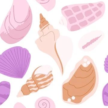 Seamless pattern with seashells イラスト素材