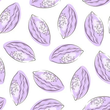 Seamless pattern of seashells in line art style. Sea decor for background Illustrazione stock