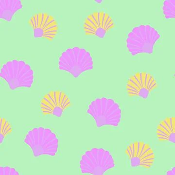 Seamless pattern with seashells. Marine background. Stock Illustration