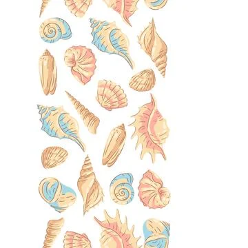 Seamless pattern with seashells. Tropical underwater mollusk shells illustration Illustrazione stock