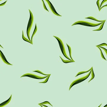 Seamless pattern seaweed on pastel blue background. Marine flora templates fo Stock Illustration