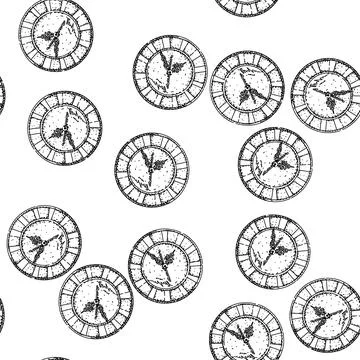 Seamless pattern second clock sketch hand drawn イラスト素材