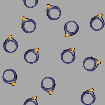 Seamless pattern security bicycle lock cartoon vector 库存插图