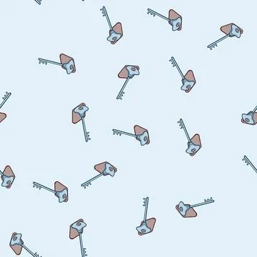 Seamless pattern security door key hotel cartoon vector Stock Illustration