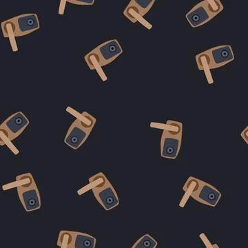 Seamless pattern security facial recognition lock cartoon vector Stock Illustration