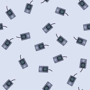 Seamless pattern security fingerprint scanner cartoon vector Stock Illustration