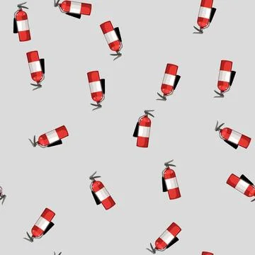 Seamless pattern security fire extinguisher cartoon vector Stock Illustration