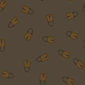Seamless pattern security padlock vintage cartoon vector Stock Illustration