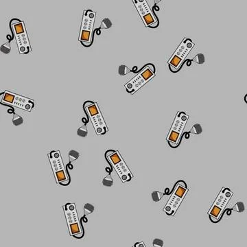 Seamless pattern security radio transceiver cartoon vector 库存插图