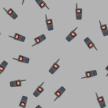 Seamless pattern security walkie talkie cartoon vector Stock Illustration