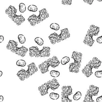 Seamless pattern seed sketch hand drawn Stock Illustration