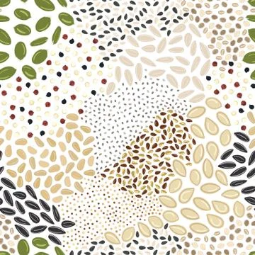Seamless pattern of seeds. Kitchen, cooking print. Stock Illustration