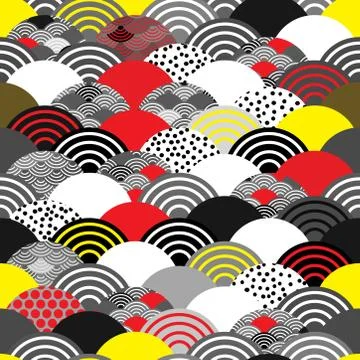 Seamless pattern seigaiha scales simple Nature background with japanese wave  Stock Illustration
