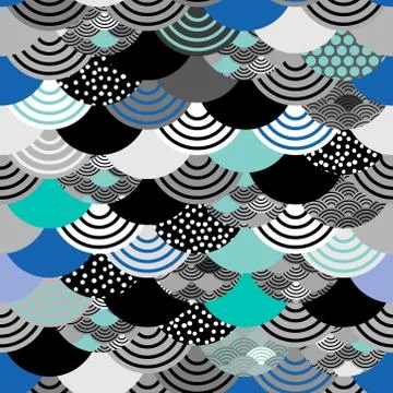 Seamless pattern seigaiha scales simple Nature background with japanese wave  Stock Illustration