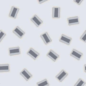 Seamless pattern semiconductor microchip cartoon vector Stock Illustration