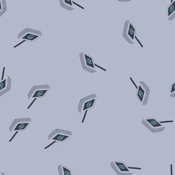 Seamless pattern sensor fingerprint scanner cartoon vector Stock Illustration