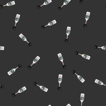 Seamless pattern sensor noise level meter cartoon vector Stock Illustration