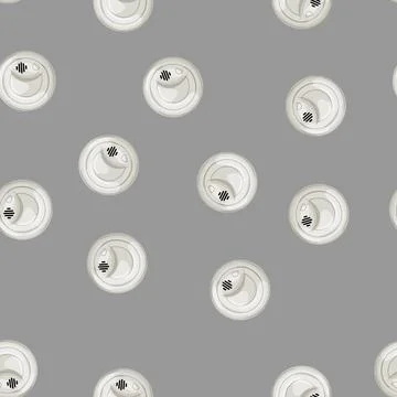 Seamless pattern sensor smoke detector cartoon vector Stock Illustration