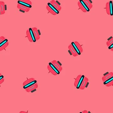 Seamless pattern sensors robot head cartoon vector Stock Illustration