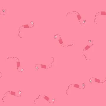 Seamless pattern series worm cartoon cartoon vector Stock Illustration