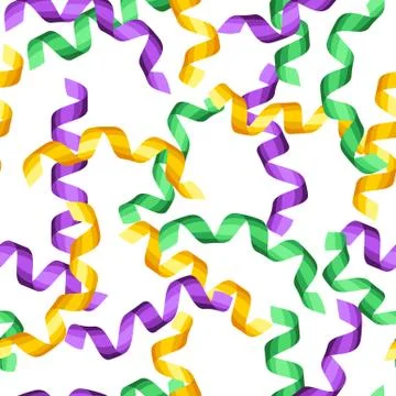 Seamless pattern with serpentine in Mardi Gras colors. Stock-Illustration
