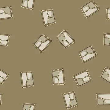 Seamless pattern serving multi section meal tray cartoon vector Stock Illustration