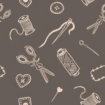 Seamless pattern set of accessories for sewing and handmade with dressmaking Stock-Illustration