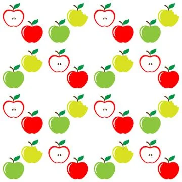 Seamless pattern of set apples Stock Illustration