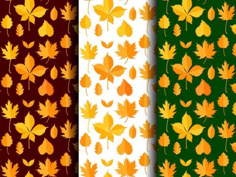 Seamless pattern set of autumn leaves vector Illustrazione stock