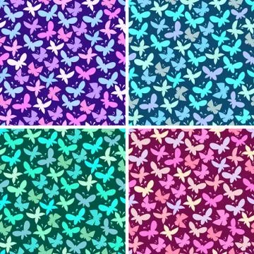 Seamless pattern set with butterflies Stock Illustration
