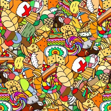Seamless pattern. Set of confectionery Stock Illustration
