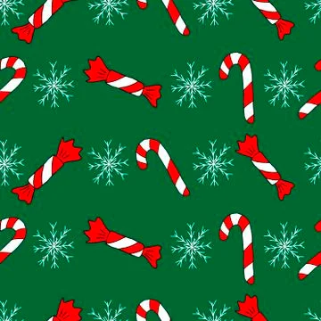 Seamless pattern, set of cute hand-drawn red and white sweets, candies and wh Stock Illustration