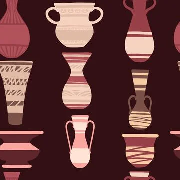 Seamless pattern set of decorative clay jugs modern jug design vector Stock Illustration