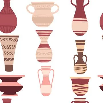 Seamless pattern set of decorative clay jugs modern jug design vector Stock Illustration