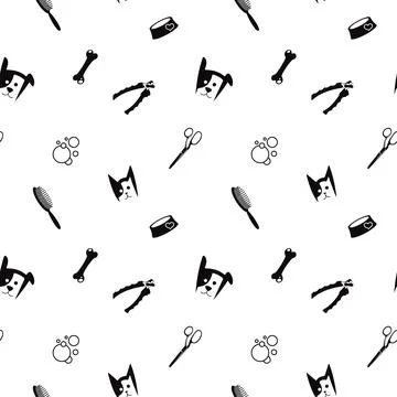 Seamless pattern set of groomer tools silhouette イラスト素材