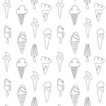 Seamless pattern with set of ice cream Stock Illustration