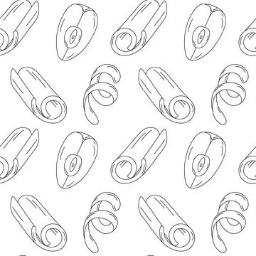 Seamless pattern with set ingredients for mulled wine. Cinnamon stick, apple Stock Illustration