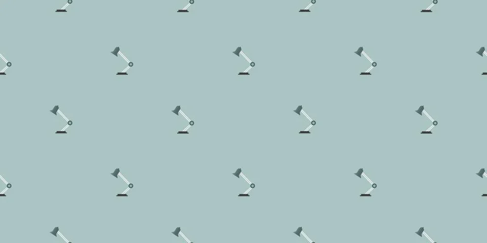 Seamless Pattern - Set of Many Desktop Reading Lamp Objects - Side View - T.. Stock Illustration